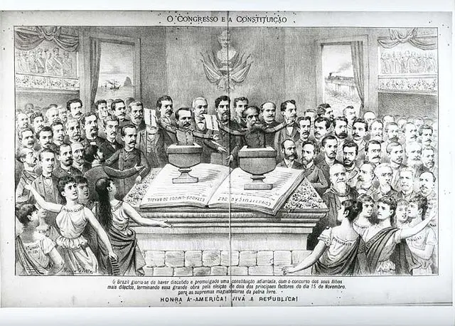 Alegoria alusiva à primeira eleição presidencial no Brasil, 1895.